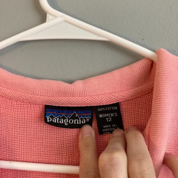 Patagonia Vintage Women’s Polo Shirt Pink 100% Cotton Size 12 Made In Hong Kong - Picture 3 of 6